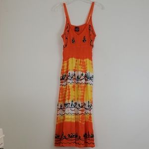 California Breeze Embroidered Tie Dyed Dress M